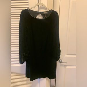 Black velvet long sleeve cocktail dress